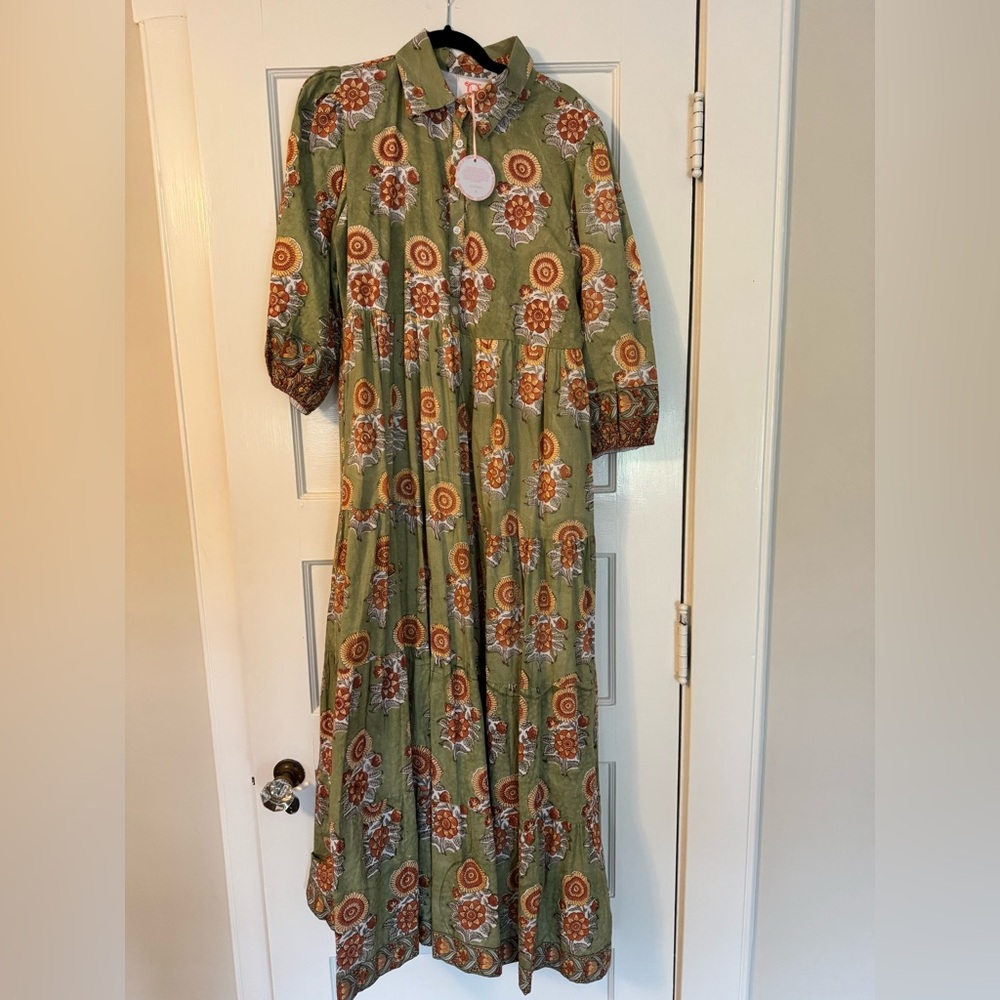 Victoria Dunn Green Floral Maxi Dress